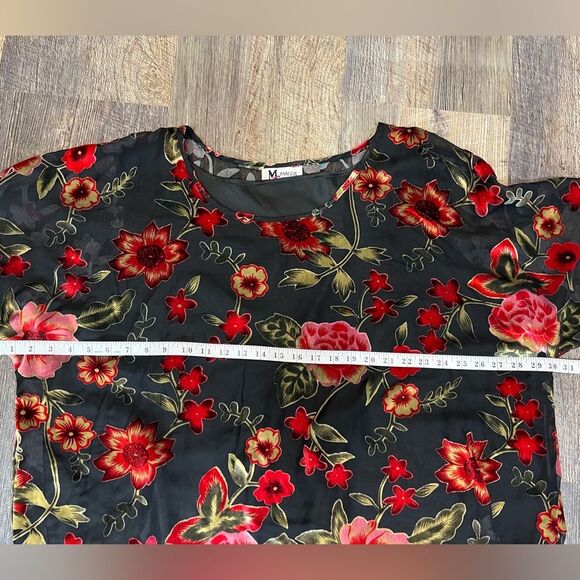 Vintage Maggie Sweet Sheer Lined Floral Petite Blouse Size 3X - Picture 8 of 10